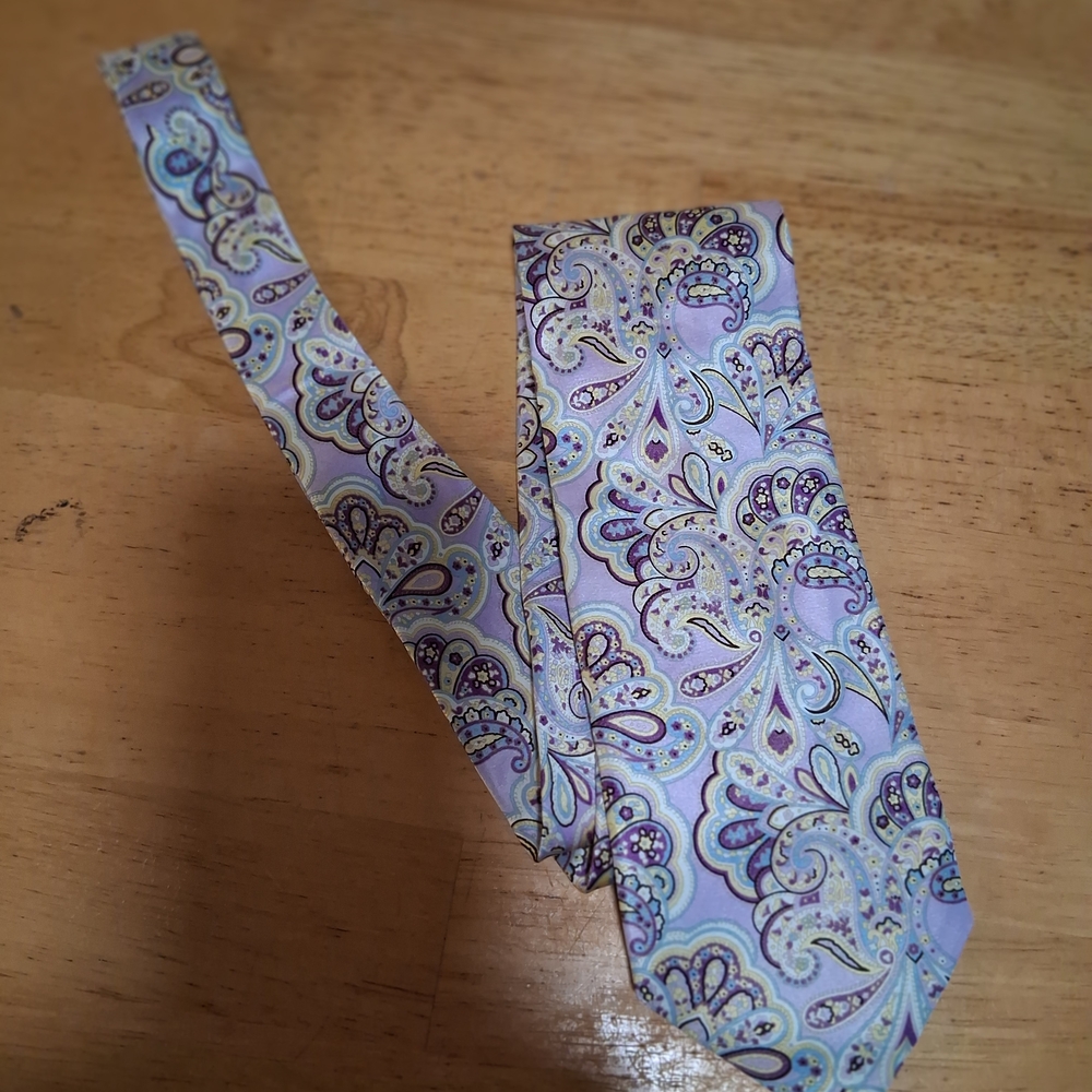 Canali Paisley Lavender Silk Tie - Men Accessories